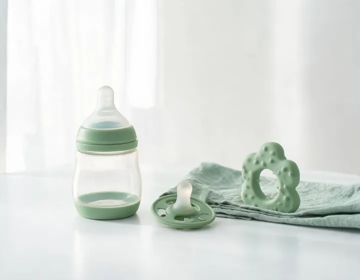 Comotomo silicone baby bottle and teether set